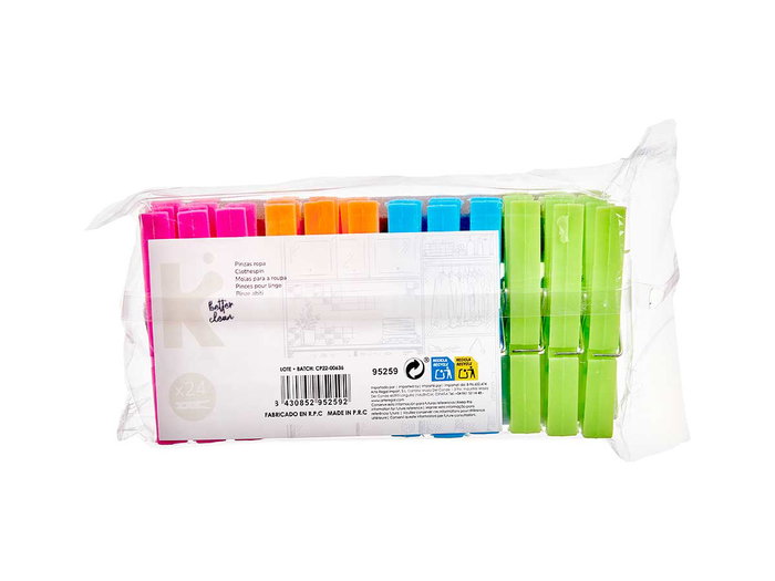 Arte Regal Set 24 Pinzas Plástico Medianas 13 x 25 x 4 cm (Set de 24)