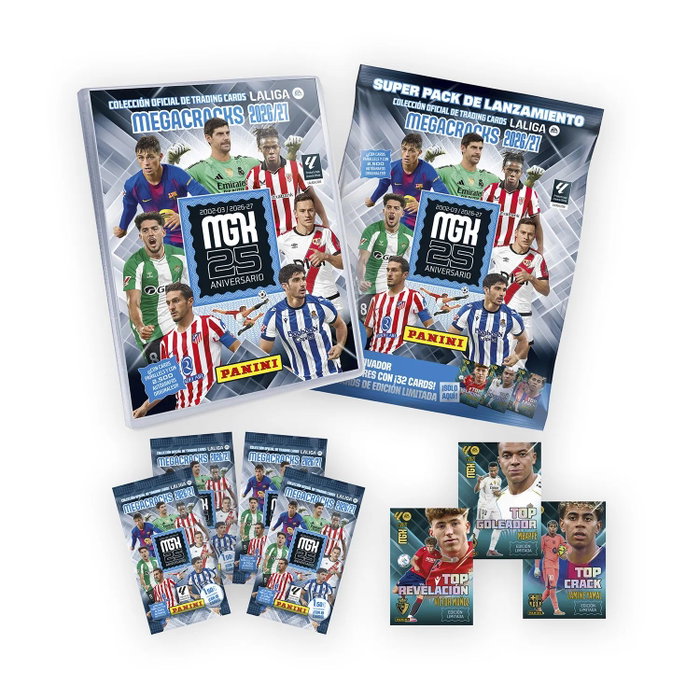 Panini España S.A. Megapack Megacracks 2026-2027 (Archivador + 4 Sobres + 3 Cartas Edición Limitada)