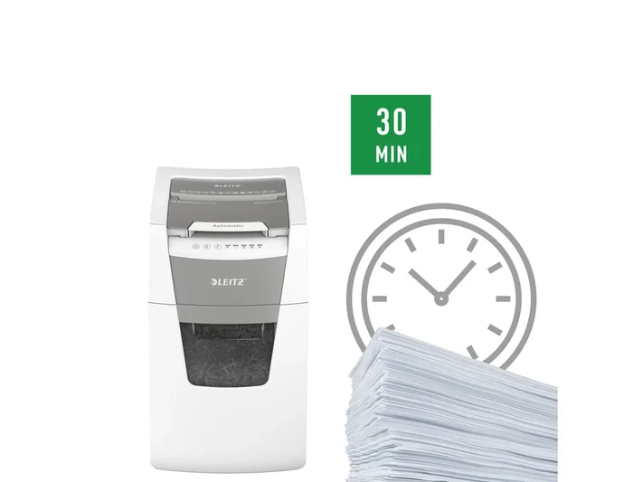 Leitz IQ Auto+ Office 150 Destructora de Documentos, Capacidad de Corte 150 Hojas, Nivel de Seguridad P5, Partículas