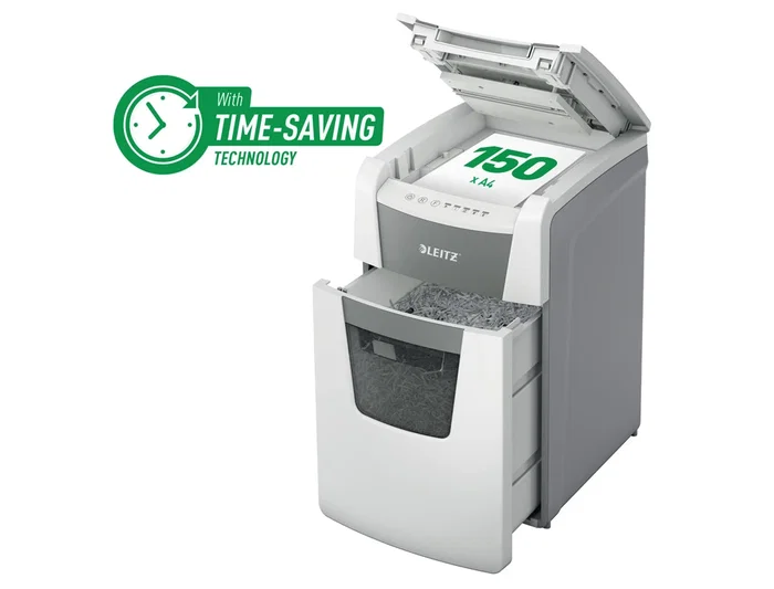 Leitz IQ Auto+ Office 150 Destructora de Documentos, Capacidad de Corte 150 Hojas, Nivel de Seguridad P5, Partículas
