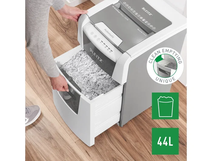 Leitz IQ Auto+ Office 150 Destructora de Documentos, Capacidad de Corte 150 Hojas, Nivel de Seguridad P5, Partículas