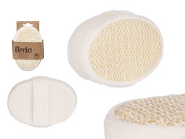 Berilo Esponja Ovalada Trenzada con Asa Natural 11 cm x 15 cm x 5 cm de Sisal, Espuma y Poliéster en Blanco y Beige (Set de 24)