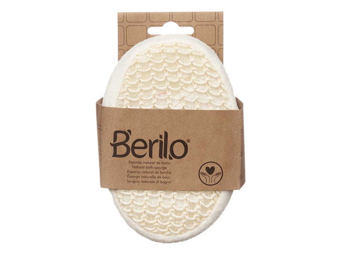 Berilo Esponja Ovalada Trenzada con Asa Natural 11 cm x 15 cm x 5 cm de Sisal, Espuma y Poliéster en Blanco y Beige (Set de 24)