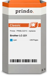 Prindo Classic Cartucho de Tinta Cian Compatible con Brother LC221C