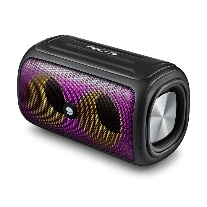 NGS Roller Beast Altavoz Portátil Bluetooth 5.0, 32W, Resistente al Agua IPX5, Luces RGB, Radio FM, USB/TF, Auxiliar, 6000mAh, Color Negro