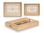 Giftdecor Set 2 Bandejas Rectangulares Prisma Madera y Vidrio Transparente 40x30x5 cm (Set de 6)