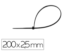 Q-connect Brida KF17186 Negra 200x2,5 mm Bolsa 100 Unidades Nailon Resistencia UV V-2