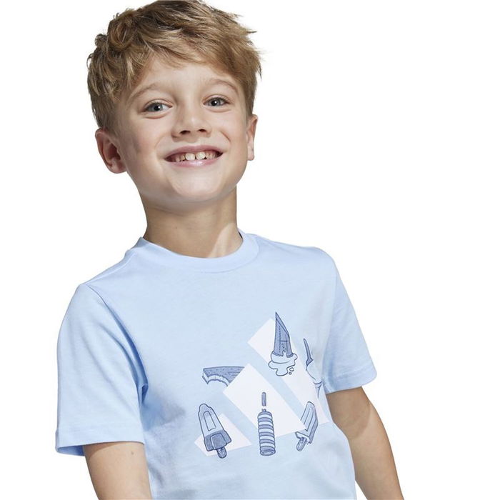 Camiseta de Manga Corta Infantil Adidas Lk Ice Azul Azul cielo