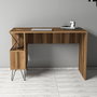 Hanah Home Mesa de Estudio Moderna Nogal y Negro con Estantes para Espacio de Trabajo y Estudio