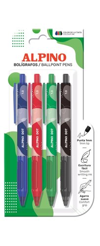 ALPINO Bolígrafo Alpino Dot Retráctil 1mm Colores Surtidos ALPINO Bolígrafo Alpino Dot Retráctil 1mm Colores Surtidos