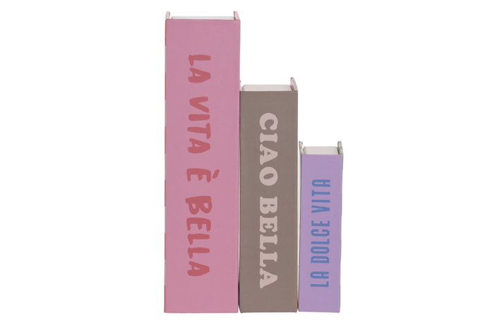 DKD Home Decor Set de 3 Cajas de Libros Multicolor de Cartón