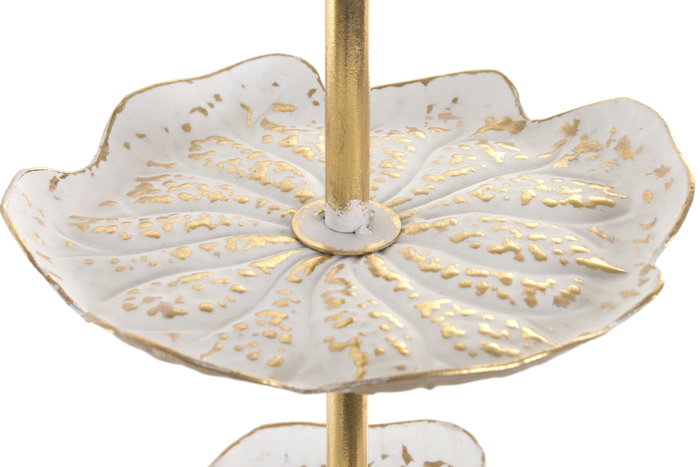 DKD Home Decor Minqian 2025 Frutero Metal Blanco Dorado Glam 45.5 x 42.5 x 68 cm (2 Unidades)