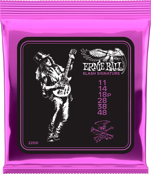 ERNIEBALL Cuerdas para Guitarra Electrica Slash Signature, Calibre 11-48, Set con Tecnologia Paradigm y Tratamiento Everlast para Durabilidad y Estabilidad