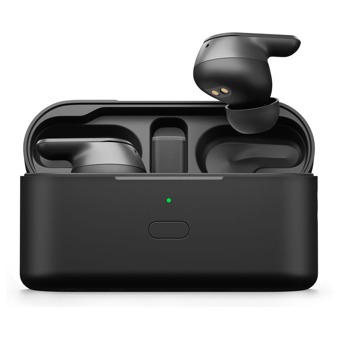 EPOS Adapt E1 Negro Auriculares Bluetooth TWS con Estuche de Carga USB-C, Reducción de Ruido Híbrido, IPX5, Certificado Microsoft Teams - Incluye Receptor USB-C