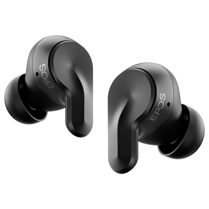 EPOS Adapt E1 Negro Auriculares Bluetooth TWS con Estuche de Carga USB-C, Reducción de Ruido Híbrido, IPX5, Certificado Microsoft Teams - Incluye Receptor USB-C