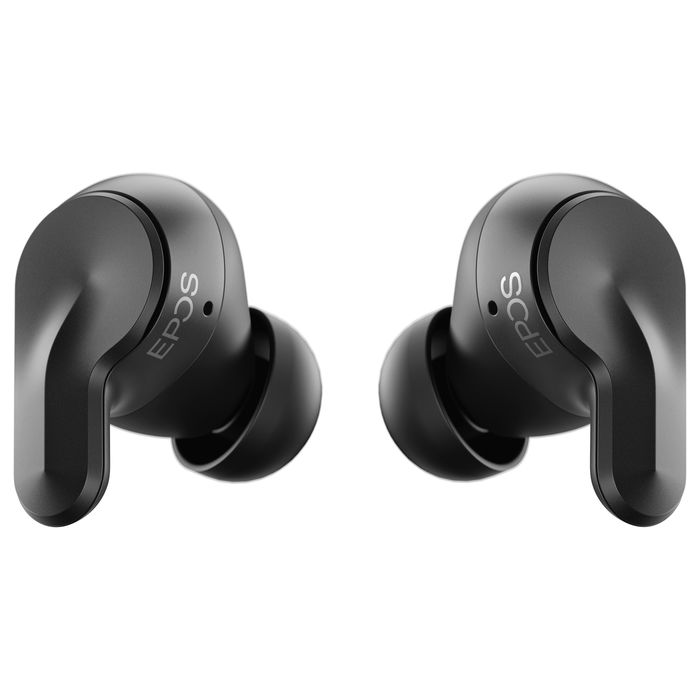 EPOS Adapt E1 Negro Auriculares Bluetooth TWS con Estuche de Carga USB-C, Reducción de Ruido Híbrido, IPX5, Certificado Microsoft Teams - Incluye Receptor USB-C