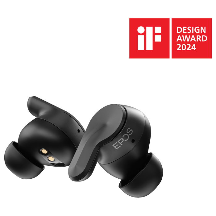 EPOS Adapt E1 Negro Auriculares Bluetooth TWS con Estuche de Carga USB-C, Reducción de Ruido Híbrido, IPX5, Certificado Microsoft Teams - Incluye Receptor USB-C