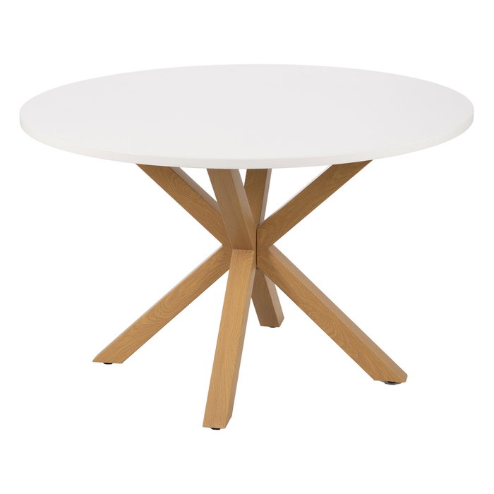 Mesa Comedor Blanco-Natural Dm-Metal 120 X 120 X 76 cm Mesa Comedor Blanco-Natural Dm-Metal 120 X 120 X 76 cm