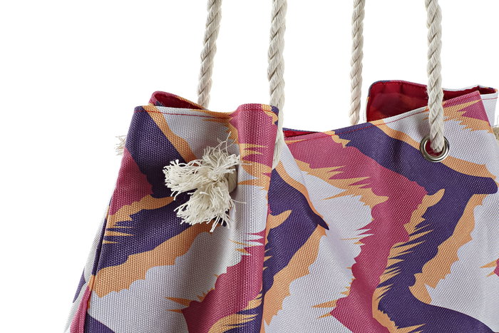 DKD Home Decor Bolso Folk Azul Lila 20 x 40 x 51 cm (6 Unidades)