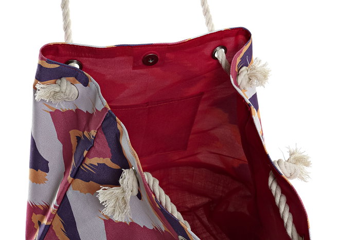 DKD Home Decor Bolso Folk Azul Lila 20 x 40 x 51 cm (6 Unidades)