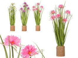 IBERGARDEN Ramillete Cuerda 6 Flores Surtidos Colores Blanco, Rosa, Morado 30 x 70 x 30 cm (Set de 3)