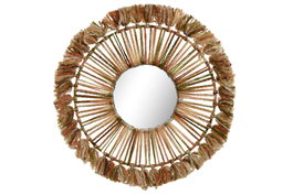 DKD Home Decor Espejo de Lana y Cristal Naranja 52x52 cm