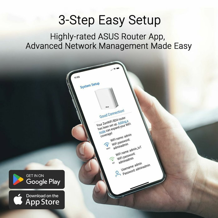 ASUS ZenWiFi BD4 Sistema de Malla Wi-Fi 7 (2-pack) Blanco ASUS ZenWiFi BD4 Sistema de Malla Wi-Fi 7 (2-pack) Blanco