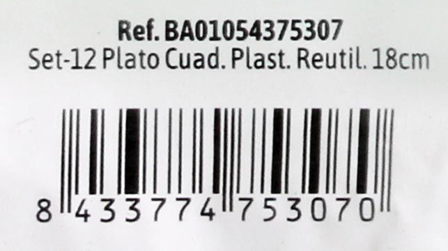 Algon Set 12 Platos Cuadrados Plástico Premium 18 cm (24 Unidades)