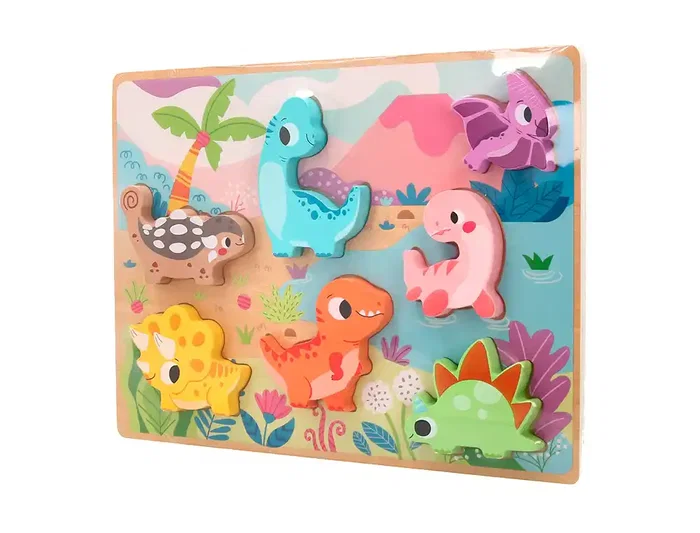 Imaginovo Puzle Infantil Madera 3D Dinosaurios +12 Meses 8 Piezas 29,5x22x1,7cm