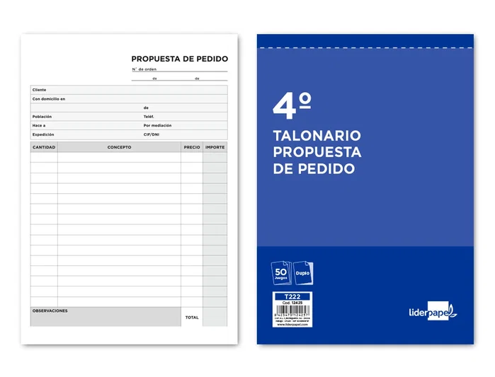 Liderpapel Talonario de Pedidos Original y Copia T222 Tamaño Cuarto Liderpapel Talonario de Pedidos Original y Copia T222 Tamaño Cuarto