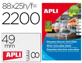 Apli Etiqueta Adhesiva Removible 10314 Especial Joyería 45x8 mm Fotocopiadora Láser Ink-Jet Caja con 25