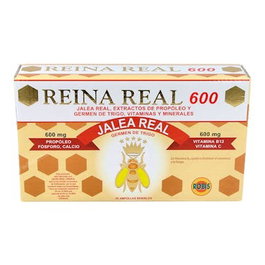 ROBIS Reina Real 600Mg. 20Amp. Estimulante de energía física y psíquica, fortalece el sistema nervioso y circulatorio, ayuda a eliminar agotamiento.