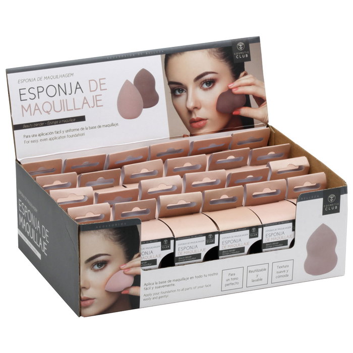 Cosmetic Club Esponja de Maquillaje Colores y Formas Surtidos Reutilizable Lavable Tono Piel 4 cm x 5.5 cm