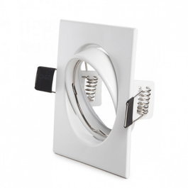 Aro Foco Downlight Basculante Cuadrado Aluminio Blanco 83/83Mm