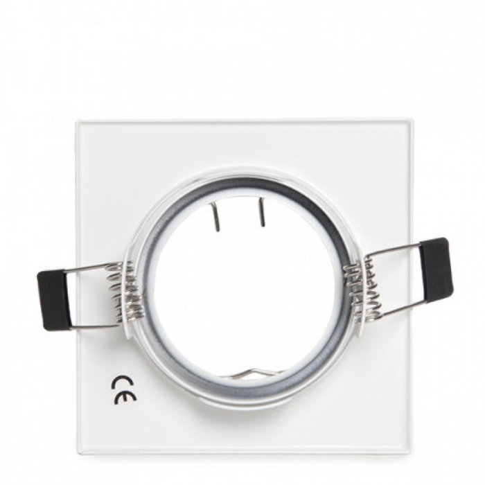 Aro Foco Downlight Basculante Cuadrado Aluminio Blanco 83/83Mm