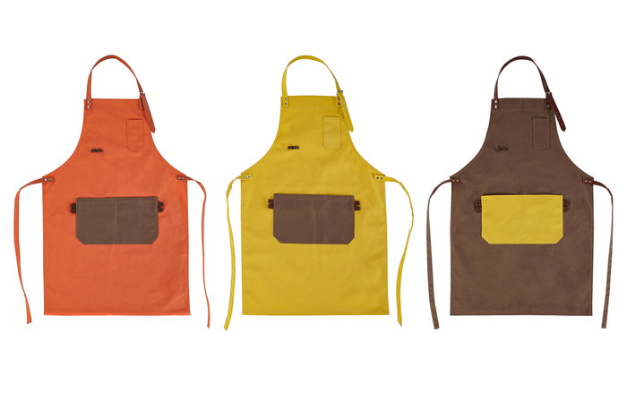 DKD Home Decor Delantal Retro industrial Marron Mostaza 0.5 x 82 x 55 cm (6 Unidades) Algodon Lienzo Polyester