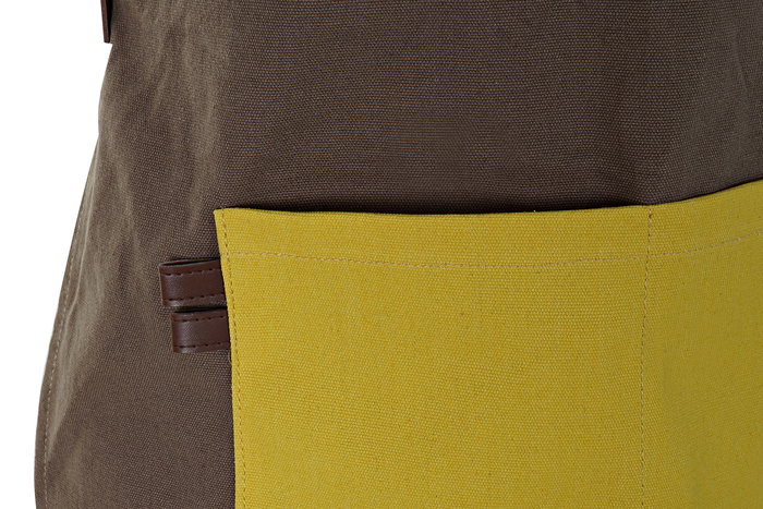 DKD Home Decor Delantal Retro industrial Marron Mostaza 0.5 x 82 x 55 cm (6 Unidades) Algodon Lienzo Polyester