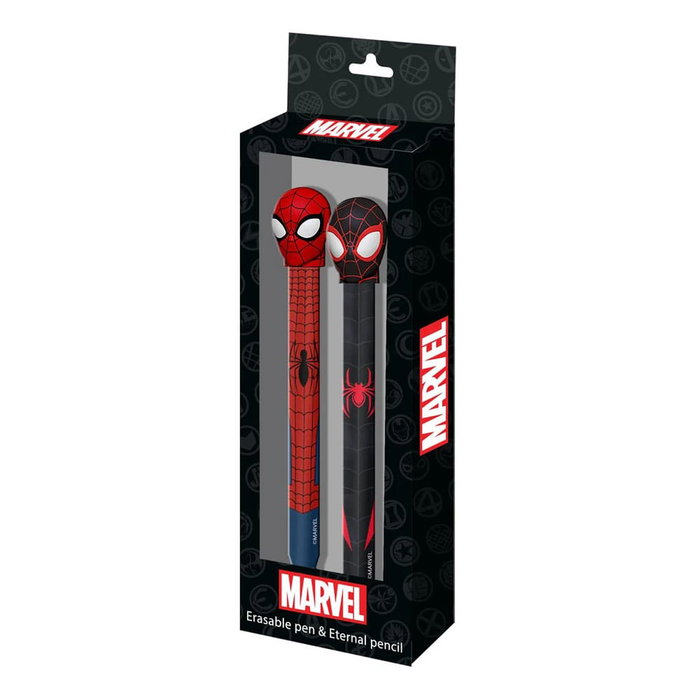 Karactermania Pack de Lápiz Eternal y Bolígrafo de Gel Spiderman Peter Rojo