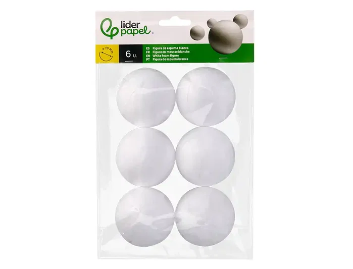 Liderpapel Figura de espuma blanca de 7 cm, bolsa de 6 unidades Liderpapel Figura de espuma blanca de 7 cm, bolsa de 6 unidades
