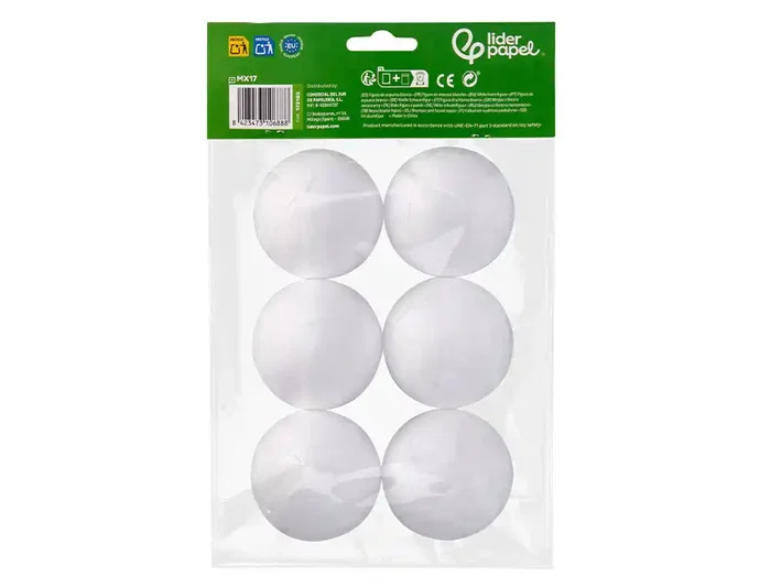 Liderpapel Figura de espuma blanca de 7 cm, bolsa de 6 unidades Liderpapel Figura de espuma blanca de 7 cm, bolsa de 6 unidades