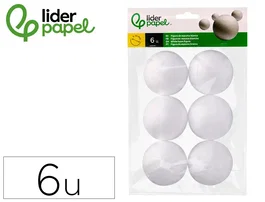 Liderpapel Figura de espuma blanca de 7 cm, bolsa de 6 unidades