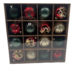 DKD Home Decor Set de 16 Bolas Decorativas Rojo y Dorado