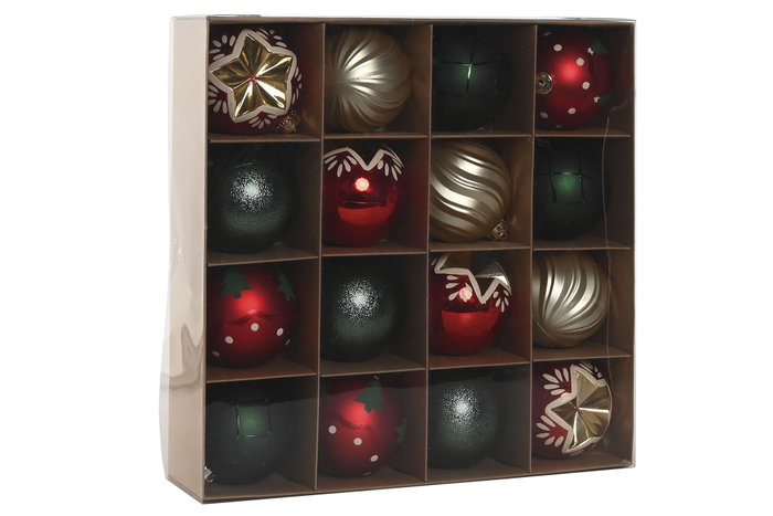 DKD Home Decor Set de 16 Bolas Decorativas Rojo y Dorado DKD Home Decor Set de 16 Bolas Decorativas Rojo y Dorado