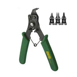 Mota Herramientas Alicate para Abrir y Cerrar Arandelas de Seguridad 4 en 1 (Recta, 45°, 90°) - 180 mm - Forjado en Acero Carbono