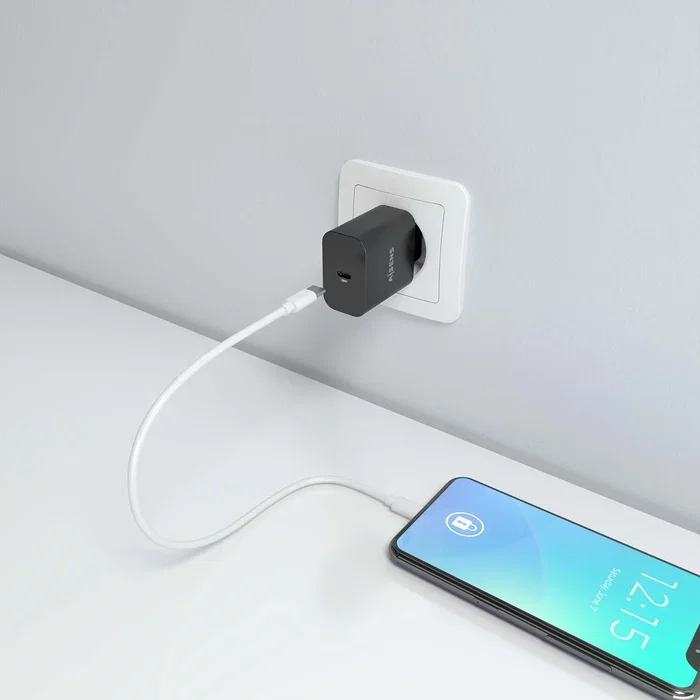 Aisens A110 - 0939 Cargador GaN 20W USB-C PD3.0 con Carga Rápida para Smartphone, Tablet, Portátil - Negro