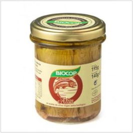 BIOCOP Filetes de Atún 195Gr. Bio en Aceite de Oliva Virgen Extra Ecológico