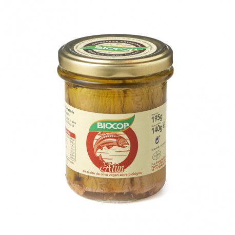 BIOCOP Filetes de Atún en Aceite de Oliva Virgen Extra Bio 195g