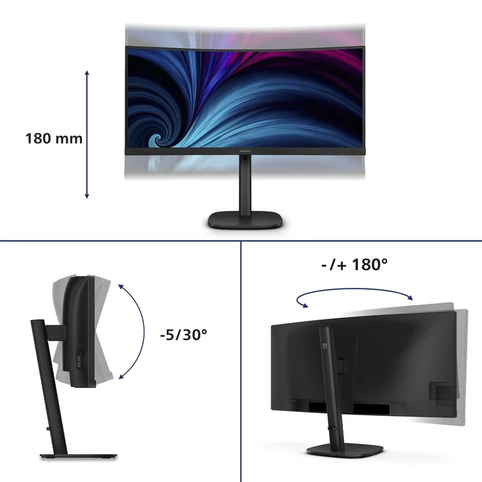 Philips 34B2U3600C Monitor Curvo 34 Pulgadas WQHD VA 120Hz USB-C KVM