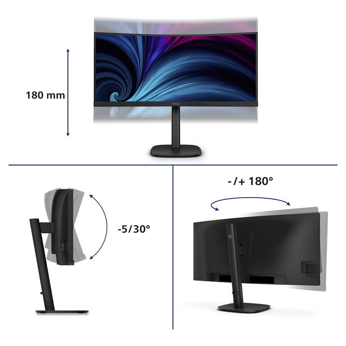 Philips 34B2U3600C Monitor 34" VA UWQHD 4ms 120Hz USB-C Curvo Negro