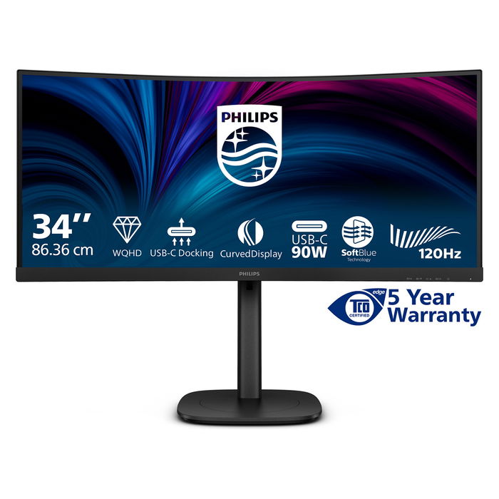 Philips 34B2U3600C Monitor 34" VA UWQHD 4ms 120Hz USB-C Curvo Negro